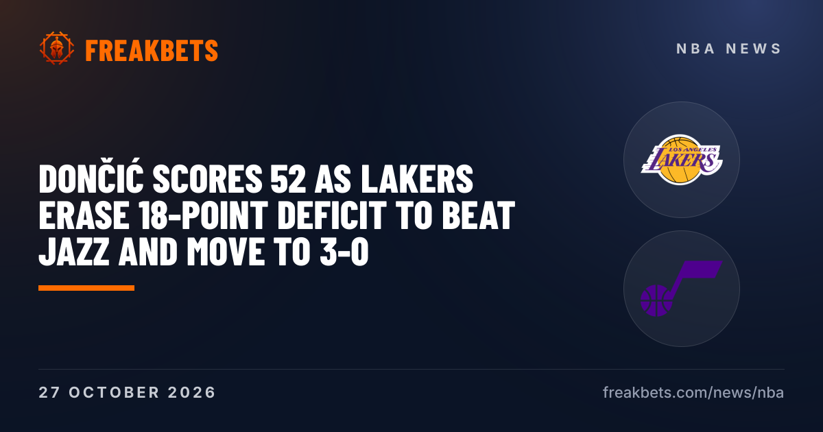 Dončić scores 52 as Lakers erase 18-point deficit to beat Jazz and move to 3-0
