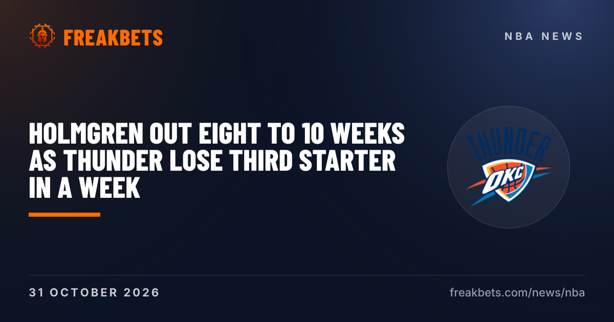 Holmgren out eight to 10 weeks as Thunder lose third starter in a week