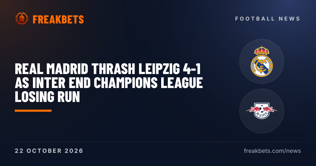 Real Madrid thrash Leipzig 4-1 as Inter end Champions League losing run
